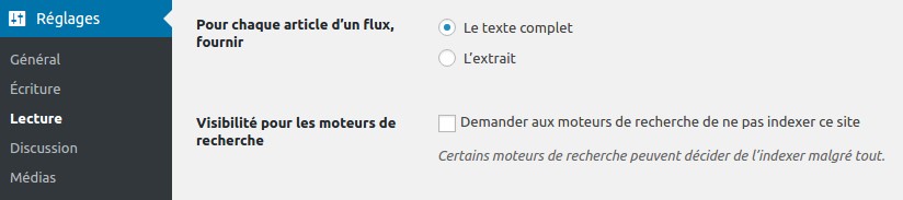 Activer l'indexation dans les options de WordPress